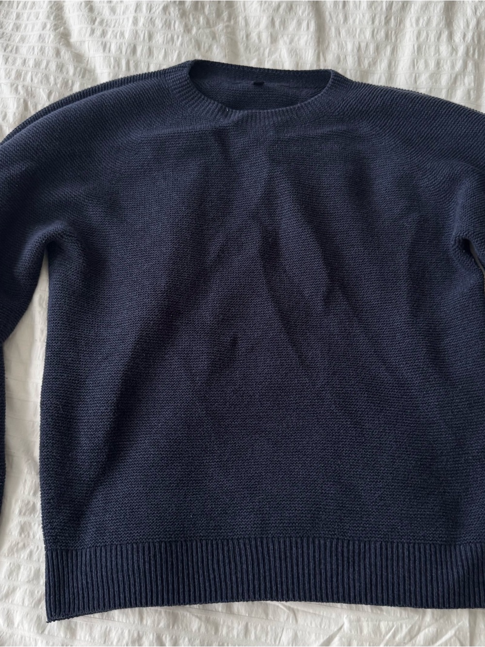 Uniqlo Men's Navy Crewneck Sweater - Textured Knit